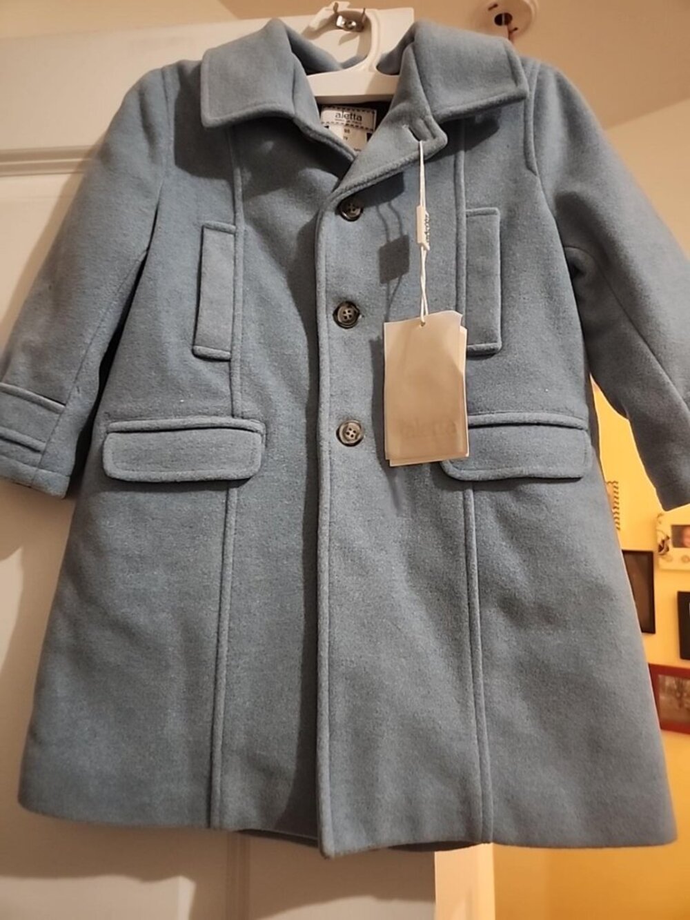 Aletta Girls Light Blue Wool-Blend Coat – Size 3Y / 98 – Made in Italy